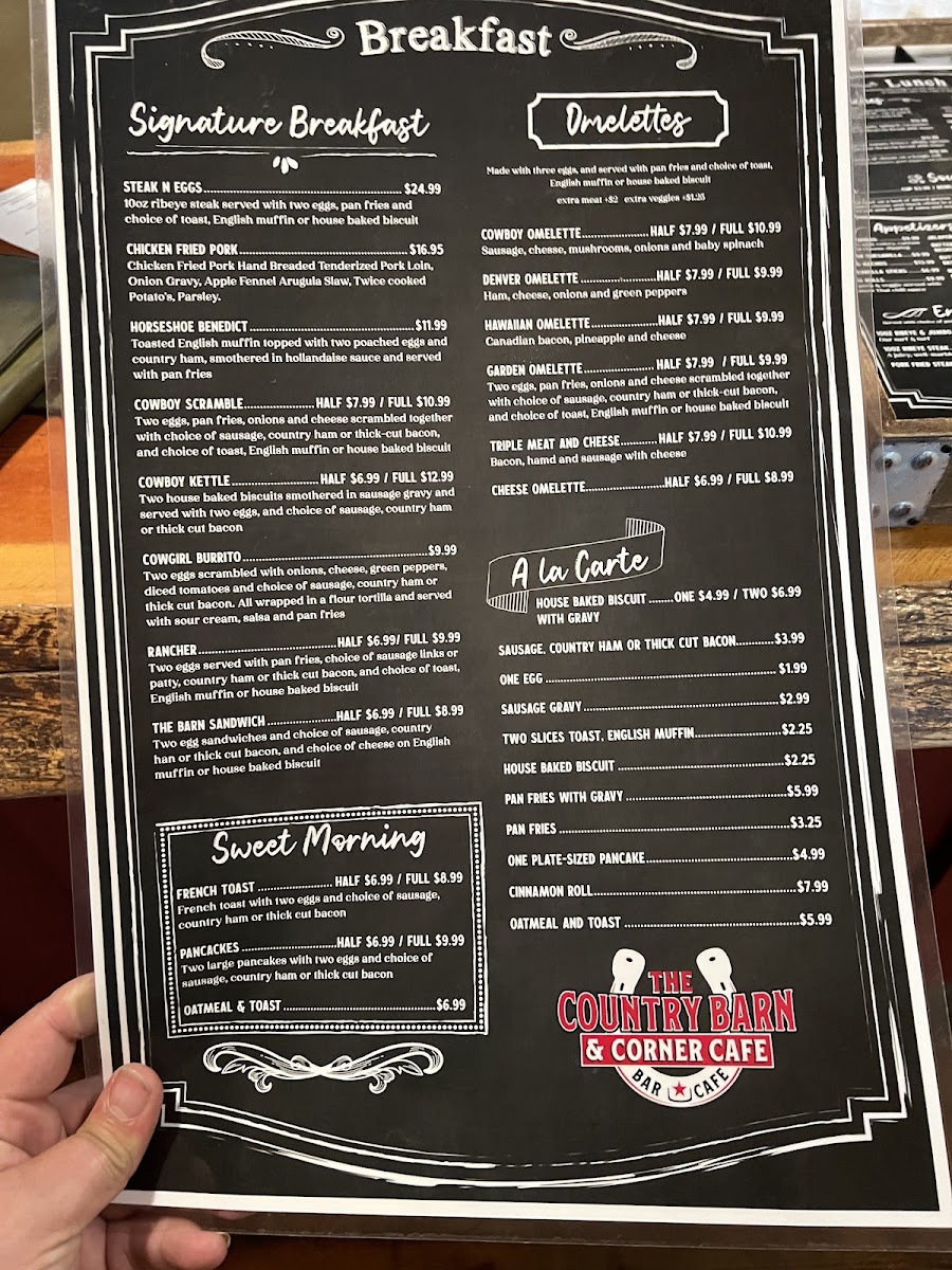 Country Barn Corner Cafe Menu - Image 2